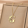 304 Stainless Steel Flower Initial Pendant Necklaces WGE911E-07-1