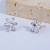 Flower Brass Pave Clear Cubic Zirconia Stud Earrings BJ0702-1