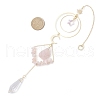 Wire Wrapped Natural Rose Quartz Chips Rhombus Hanging Ornaments HJEW-TA00298-3