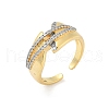 Brass Micro Pave Cubic Zirconia Cuff Rings RJEW-D307-05G-A-2