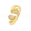 Brass Micro Pave Clear Cubic Zirconia Cuff Rings for Women RJEW-U043-04G-4