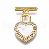 Brass Micro Pave Clear Cubic Zirconia Toggle Clasps KK-T063-89G-NF-2