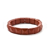 Sqaure Natural Red Jasper Beads Stretch Bracelets for Women Men BJEW-C097-06S-4