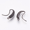 Brass Earring Hooks with Cubic Zirconia KK-P150-44B-2
