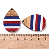 Independence Day Opaque Striped Resin & Walnut Wood Pendants RESI-U010-02S-3