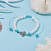 Natural Malaysia Jade & Howlite Braided Bead Bracelets Set with Alloy Tortoise BJEW-JB08065-01-2