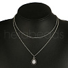 Teardrop Alloy Pave White Resin Pendant Double Layer Necklaces for Women FS-WG4C5DE-01-4