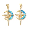 Rack Plating Brass Micro Pave Cubic Zirconia Pendants KK-P268-08C-G-2