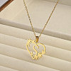 201 Stainless Steel Flower Heart Initial Pendant Necklaces for Women FS-WG08285-17-1