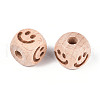 Engraved Beech Wood Beads WOOD-N015-08F-2