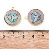 Alloy Pave Shell Flat Round Pendants FIND-C073-01G-02-3
