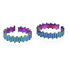 304 Stainless Steel Stripe Textured Cuff Ring RJEW-N038-068-1