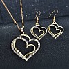 Heart Alloy Crystal Rhinestone Pendant Necklace & Dangle Earrings Sets FS-WG58D1F-02-1