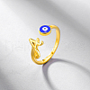 925 Sterling Silver Enamel Evil Eye & Letter A Open Cuff Ring MT3659-4