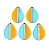 Transaprent Resin & Wood Pendants RESI-T057-82-1