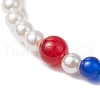 Round Glass with ABS Plastic Imitation Pearl Beaded Strech Bracelets for Women BJEW-JB11733-02-4