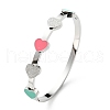 304 Stainless Steel Heart Hinged Bangle for Valentine's Day BJEW-D055-06P-1