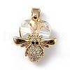 Real 18K Gold Plated Rack Plating Brass Micro Pave Clear Cubic Zirconia Pendants KK-C015-32G-09-1