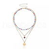 Alloy & Evil Eye Enamel Pendant 3 Layer Necklaces for Women WG1997E-01-4