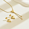 Sweet and Simple Stainless Steel Heart Tassel Stud Earrings & Necklaces Set for Women EJ7179-1
