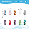 AHADERMAKER 150Pcs 10 Colors Electroplate Glass Faceted Teardrop Beads EGLA-GA0001-25-2