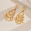 Vintage Ethnic Geometric Half Round Brass Tassel Leverback Earrings DU8622-5