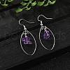 Natural Amethyst Dangle Earrings X-EJEW-JE02150-03-4