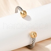 304 Stainless Steel Cuff Bangles BJEW-M136-01D-PG-1