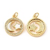 Brass Cubic Zirconia with Shell Pendants KK-K342-16G-2