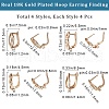 Beebeecraft 16Pcs 4 Styles Triangle & Heart & Leaf & Curb Chains Shape Brass Hoop Earring Findings with Latch Back Closure KK-BBC0008-20-2