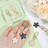Beebeecraft 6Pcs 3 Colors Flower Alloy Enamel Pendant Decorations KEYC-BBC0001-02-3
