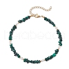 Natural Malachite Chip & Glass Beaded Anklets AJEW-AN00682-05-2