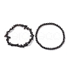 Chip & Round Natural Obsidian Beaded Stretch Bracelets for Women BJEW-JB10189-02-3