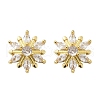 Flower Brass Micro Pave Clear Cubic Zirconia Stud Earrings EJEW-U064-03C-G-4