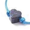 Natural Sodalite Heart Braided Cord Bracelet BJEW-JB07685-04-4