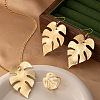 Leaf Alloy Dangle Earrings & Pendnat Necklaces & Rings Sets FS-WG696EC-01-2