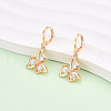 Flower Brass Micro Pave Cubic Zirconia Dangle Leverback Earrings EJEW-N058-09G-1