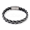 Black Braided Leather Cord Bracelets BJEW-A009-06P-1