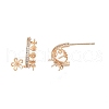 Brass Micro Pave Clear Cubic Zirconia Flower Stud Earring Findings KK-T062-241G-4