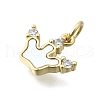 Brass Micro Pave Clear Cubic Zirconia Crown Charms KK-V010-27G-2