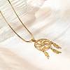 Bohemian 304 Stainless Steel Flower Woven Web/Net with Feather Pendant Necklaces NJEW-P327-07G-B-3