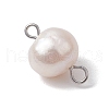 Natural Cultured Freshwater Pearl Connector Charms PALLOY-JF03090-01-3