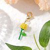Mother's Day Carnation Glass Seed Beads & Acrylic Dendant ecorations HJEW-MZ00228-01-1