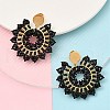 304 Stainless Steel & Bohemian Beaded Flower Dangle Stud Earrings for Women EJEW-R001-04A-5