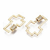 Brass Micro Pave Clear Cubic Zirconia Screw Carabiner Lock Charms KK-S360-022-NF-3
