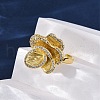 Brass Micro Pave Clear Cubic Zirconia Cuff Rings for Women RJEW-H248-05G-3