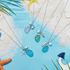 ANATTASOUL 4Pcs 4 Style Twist Teardrop Glass & Alloy Ocean Theme Pendant Necklaces Set NJEW-AN0001-57-7