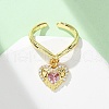 Brass Micro Pave Cubic Zirconia Open Cuff Rings for Women RJEW-U057-22A-G-2
