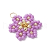 Glass Seed Beaded Flower Pendants PALLOY-MZ00712-4