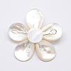 Natural White Shell Mother of Pearl Shell Flower Big Pendants X-SSHEL-J032MS-08-2